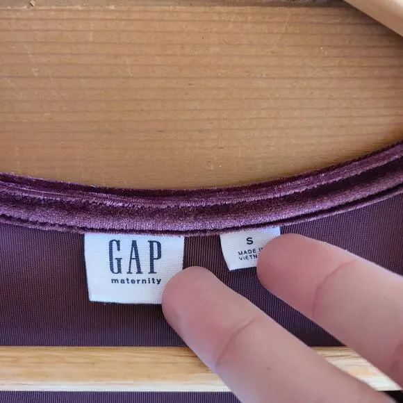 Gap Maternity Dress Velvet Tie Waist Small Purple Fall Short Sleeve Midi Vneck - Picture 4 of 4